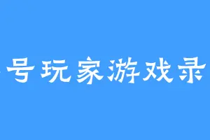 零号玩家游戏录入